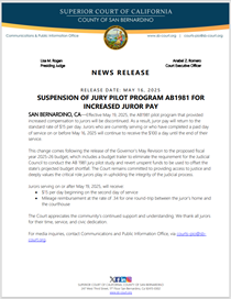 Suspension of Jury Pilot Program AB1981